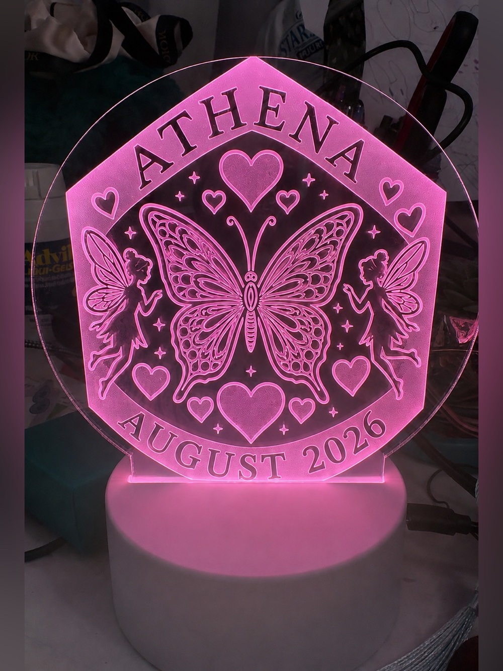 Handmade designed Sign w/  black light acrylic w/remote- made to order